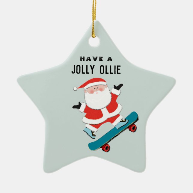 Creative skateboarding holiday gift ceramic tree decoration (Front)