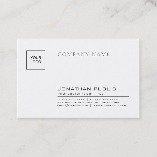 Creative Sleek Own Company Logo Plain Trendy Business Card (Front)