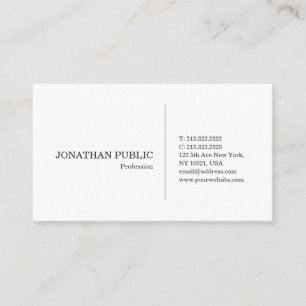 Creative Sleek White Design Modern Stylish Plain Business Card