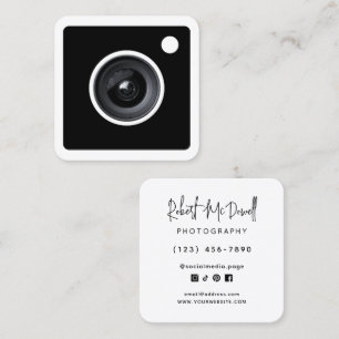 Creative social media style photographer square business card