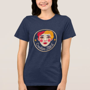 Creative Stitch Artistic Face T-Shirt Tri-Blend Shirt