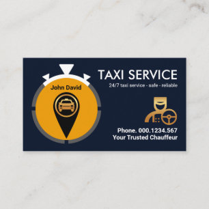 Creative Stopwatch Location Icon Taxi Business Card