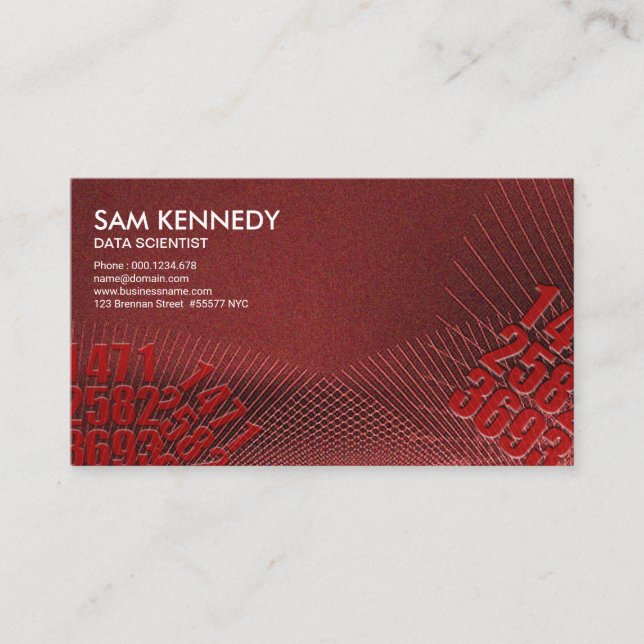 Creative Striking Red Web Lines Data Scientist Business Card (Front)