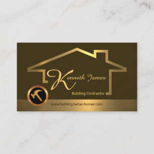Creative Stylish Gold Building Frame Construction Business Card