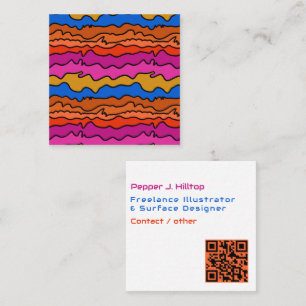 Creative Surface Designer QR code Wavy Lines Square Business Card