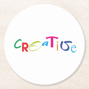 Creative Swayed Varicolored Random Styles Text Round Paper Coaster