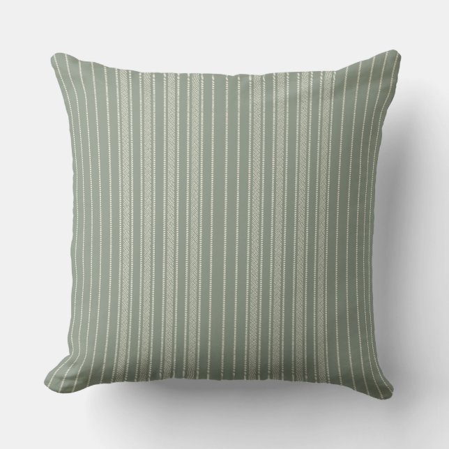 Creative Ticking Stripe –  Summer Sage Cushion (Front)