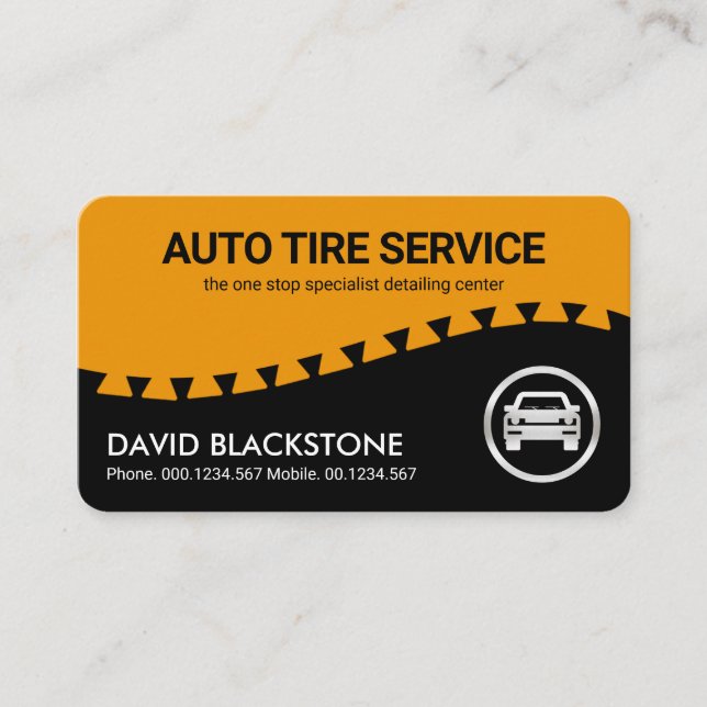Creative Tire Tread Wave Auto Car Business Card (Front)