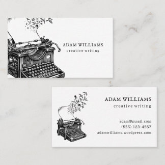 Creative Typewriter Professional Black and White Business Card