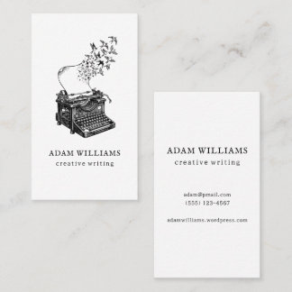 Creative Typewriter Professional Black and White Business Card