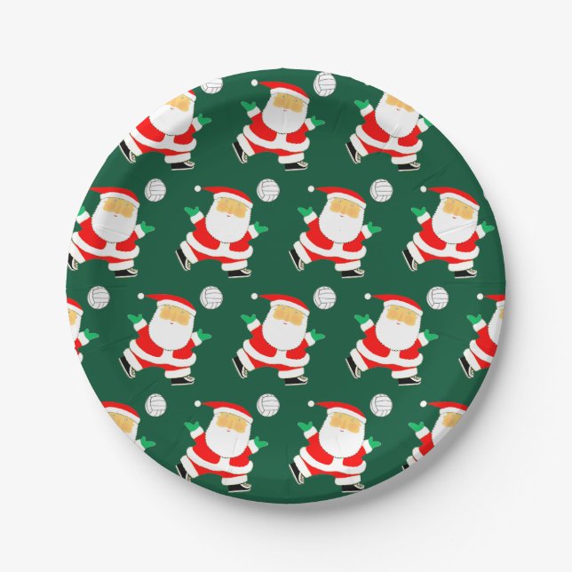 Creative Volleyball Christmas Holiday Party Paper Plate (Front)