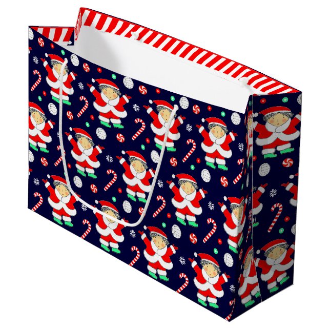 Creative Volleyball Holiday Large Gift Bag (Front Angled)