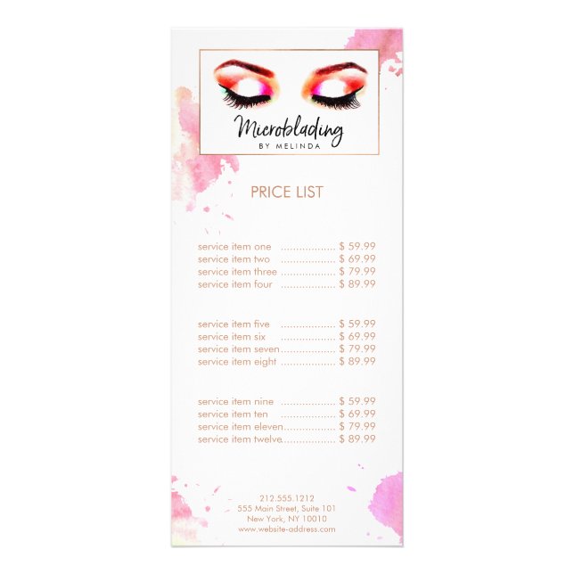 Creative Watercolor Eyebrows Microblading Rack Card (Front)