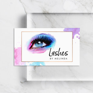 Creative Watercolor Eyelashes Blue Business Card