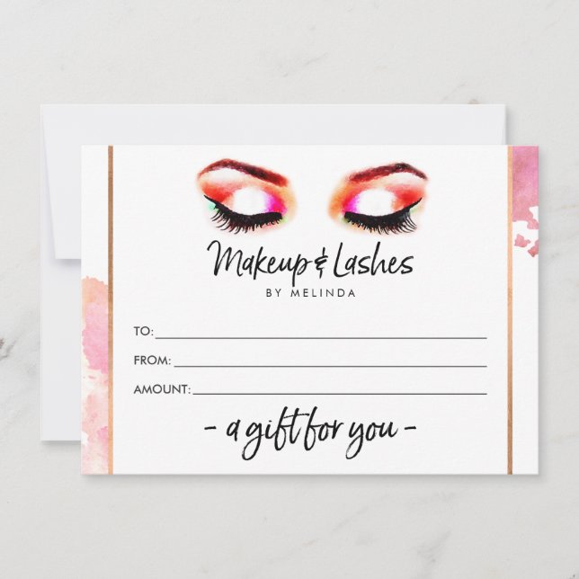 Creative Watercolor Eyes Makeup/Lashes Gift Card (Front)