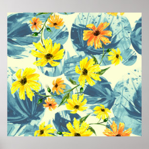 Creative Watercolor Plants: Stylish Seamless Poster