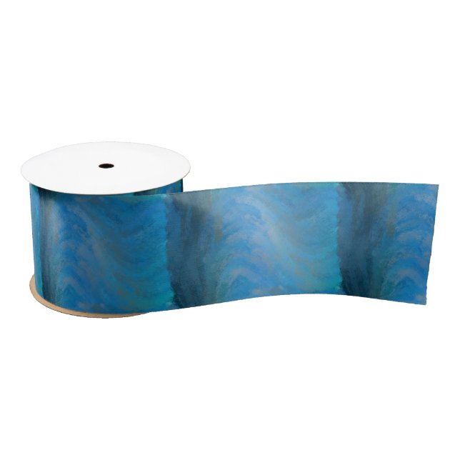 creative wavy blue design satin ribbon (Spool)