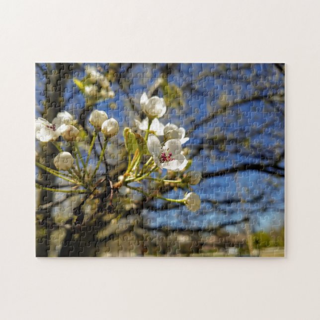 Creative white tree flower photo jigsaw puzzle (Horizontal)
