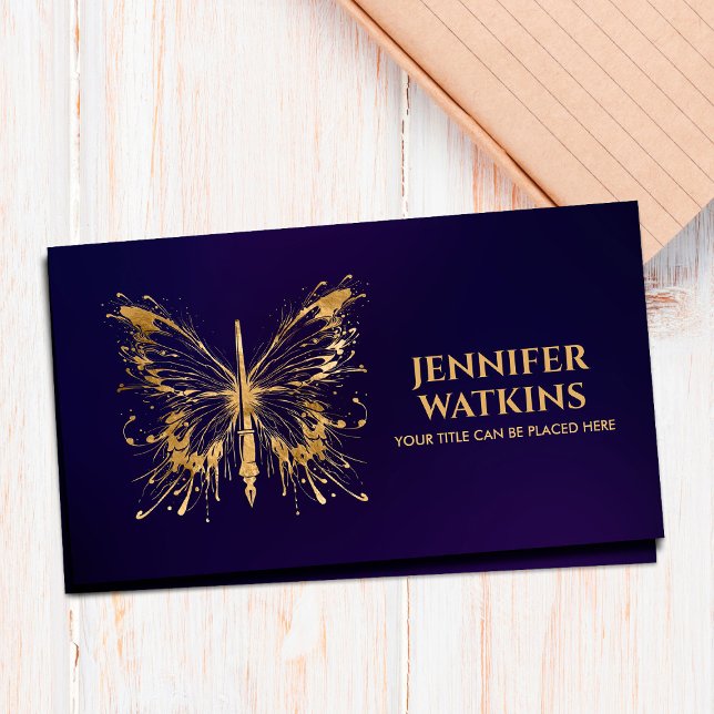 Creative Writing - Fountain Ink Pen Butterfly Business Card (Creator Uploaded)