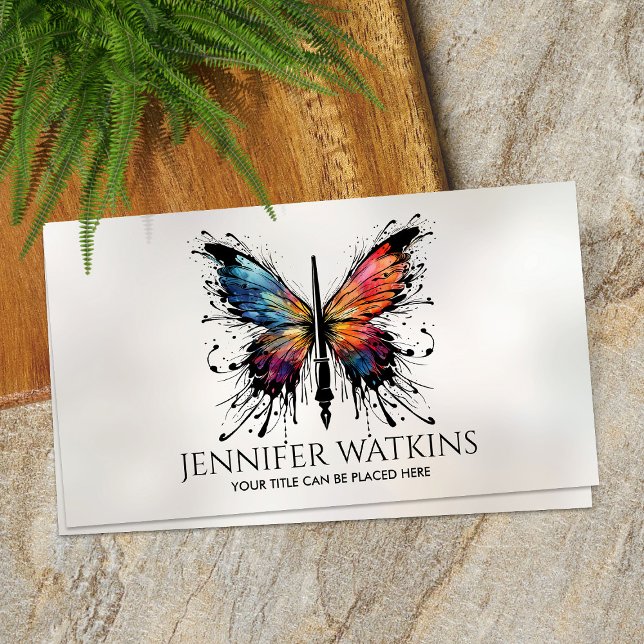 Creative Writing - Fountain Ink Pen Butterfly Business Card (Creator Uploaded)