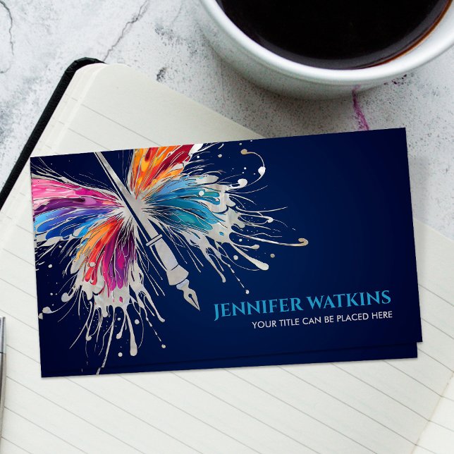 Creative Writing - Fountain Ink Pen Butterfly Business Card (Creator Uploaded)