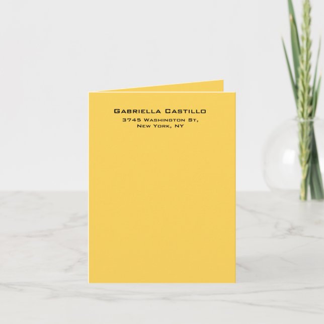 Creative Yellow Colour Plain Elegant Simple Note Card (Front)