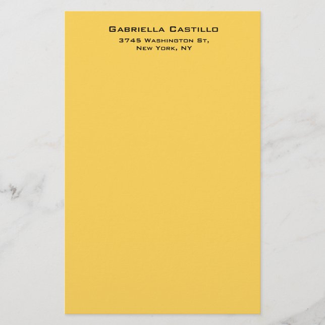 Creative Yellow Colour Plain Elegant Simple Stationery (Front)