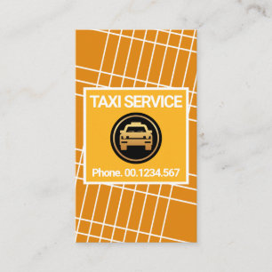 Creative Yellow Taxi Grid Line Routes Cab Driver Business Card