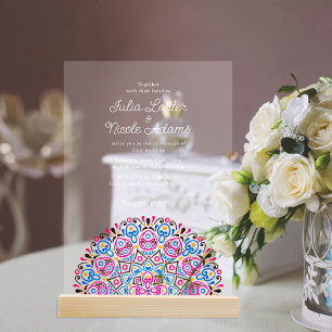 Creative Youthful Mirror Mandala Wedding Acrylic Invitations