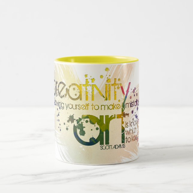 creativity is allowing yourself to make mistakes Two-Tone coffee mug (Center)