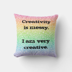 Creativity is Messy. Doodles Rainbow Throw Pillow