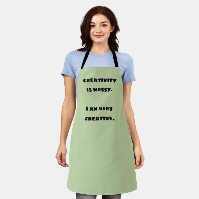 Creativity is Messy. Funny Artsy Green Apron (Worn)