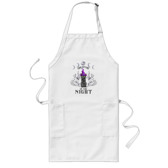 Creatures of the Night – Halloween Black Cat Long Apron (Front)