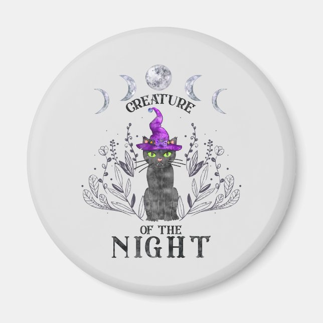 Creatures of the Night – Halloween Black Cat Magnet (Front)