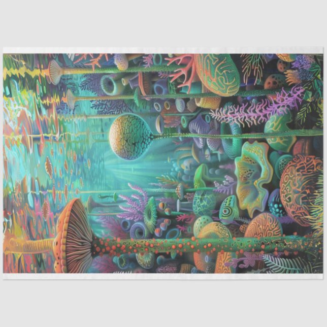 Creatures of the Sea Rainbow Colours Decoupage Tissue Paper (Front)