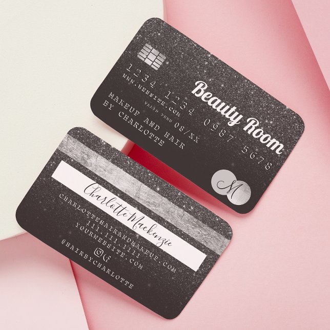 Credit card beauty black glitter monogram (Creator Uploaded)
