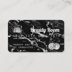 Credit card beauty black marble chic monogram