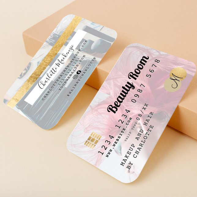 Credit card beauty monogram gold white photo (Creator Uploaded)