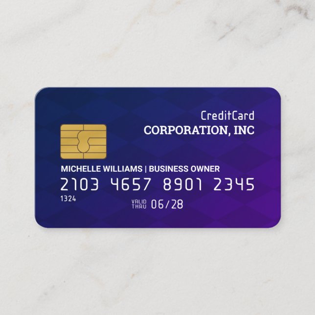 Credit Card | Chequered Purple Background (Front)