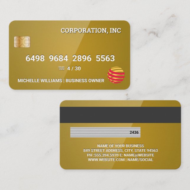 Credit Card | Glossy Gold (Front/Back)