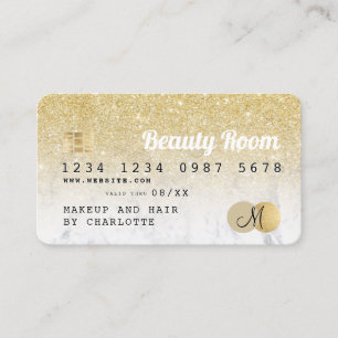 Credit card gold glitter marble beauty monogram