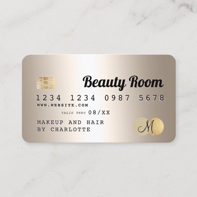 Credit card gold metallic beauty monogram (Front)