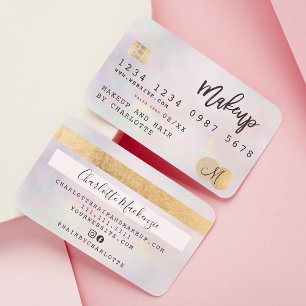Credit card gold pearl hair makeup monogram