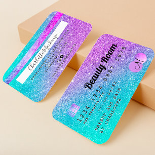 Credit card hair beauty mermaid glitter monogram