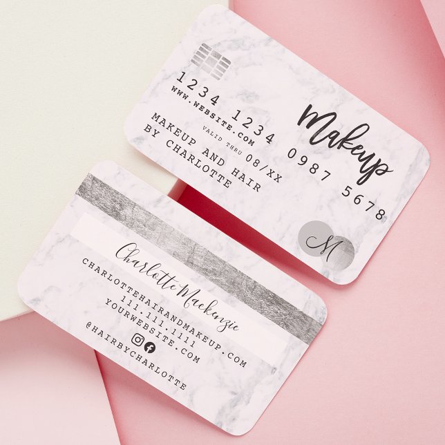 Credit card hair makeup marble chic monogram (Creator Uploaded)