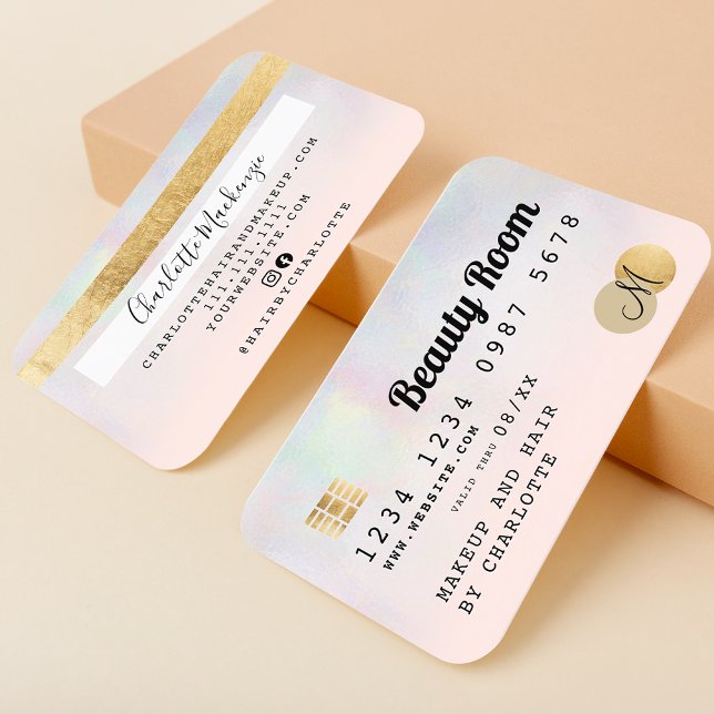 Credit card holographic ombre beauty monogram (Creator Uploaded)