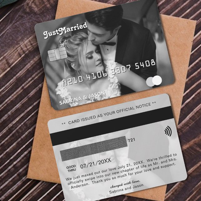 Credit Card Just Married Wedding Announcement (Credit Card Photo Just Married Wedding Announcement
)