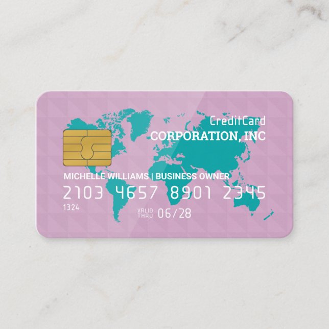 Credit Card | Map of World | Geometric (Front)