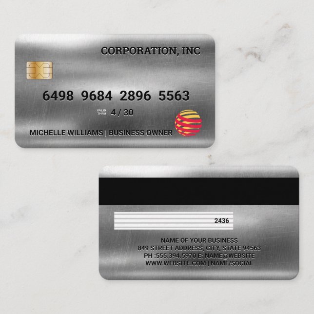 Credit Card | Metallic Background (Front/Back)