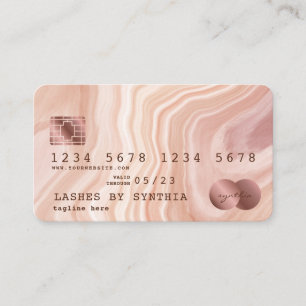 Credit Card Modern Dusty Pink Marble Makeup Artist